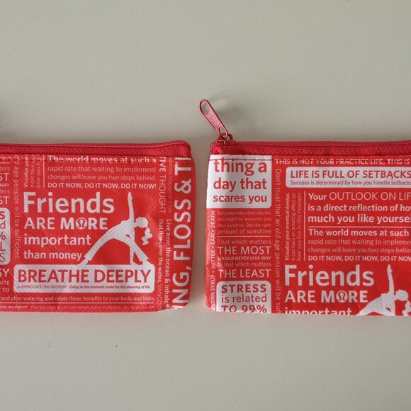 New LULULEMON Red Manifesto Coin Purse ID Card Mini Pouch OS, Set of 2 - Picture 3 of 4